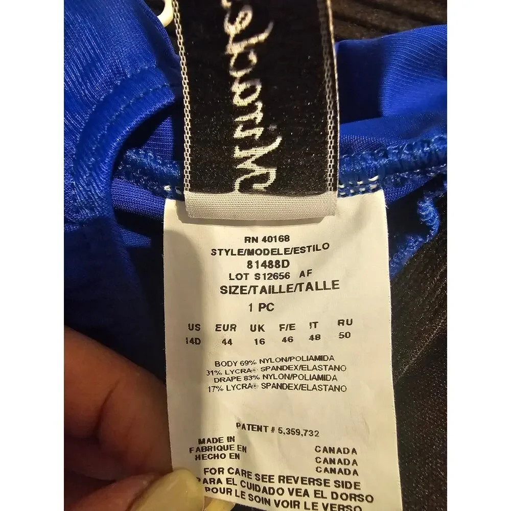 Miraclesuit sz 14D royal blue  Oceanus One Piece swimsuit slimming 10 lbs